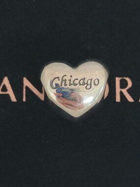 Pandora Chicago Exclusive Heart Bead Charm Bracelet Hanging S925 Silver